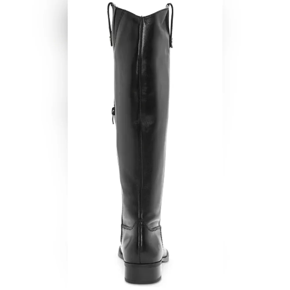INC Fawne Black Leather Riding Leather Boots, Size 6M, Reg Cal